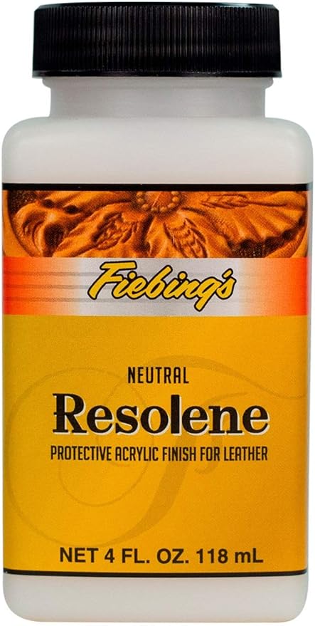 Fiebing's Acrylic Resolene (4 oz) - Protective Acrylic Leather Finisher - Glossy Finish Top Coat for Dyed
