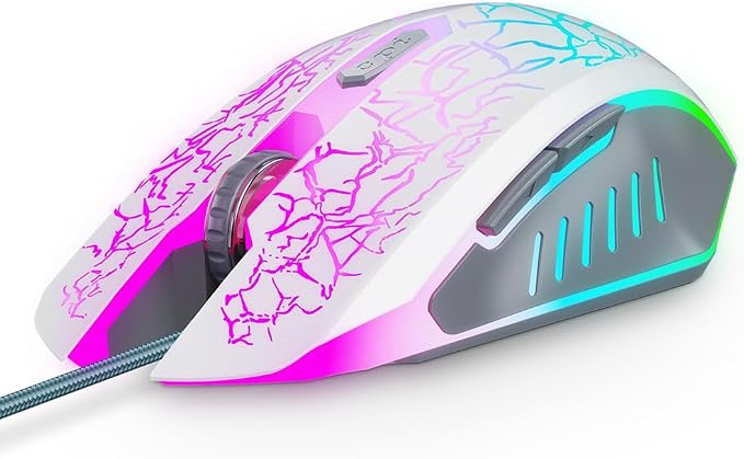 VersionTECH. Wired Gaming Mouse, Computer Mouse Ergonomic Mice with 7 LED Lights RGB Backlit, 6 Programmable