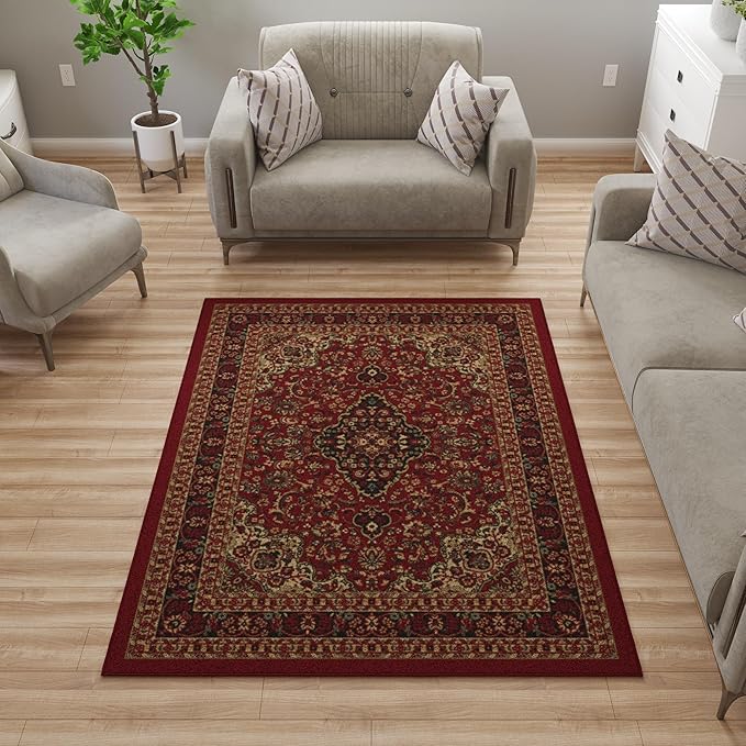Ottomanson Persian Medallion 5x7 Area Rugs for Living Room – Bedroom Rug