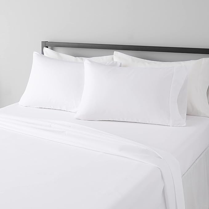 Amazon Basics Lightweight Super Soft Breathable Wrinkle-Resistant Microfiber 4-Piece Bed Sheet Set