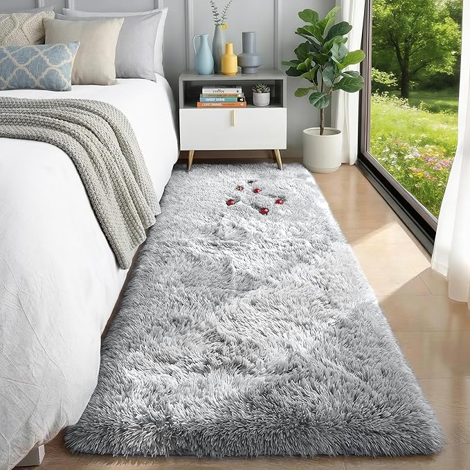 PAGISOFE Grey Runner Rugs for Hallway 2x6 Ft, Super Soft Fluffy Rug Home Decor Aesthetic, Fuzzy Plush Long