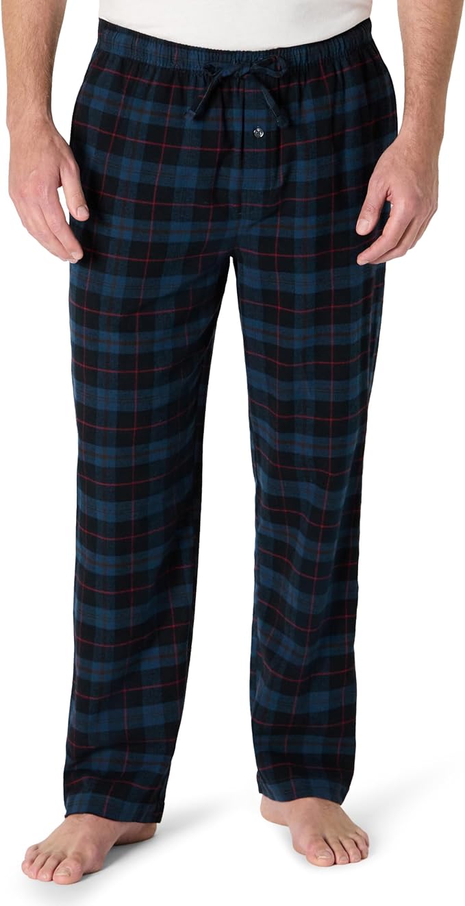 Amazon Essentials Men's 100% Cotton Flannel Sleep Pant, Relaxed Fit Lounge Pants with Elastic Waist