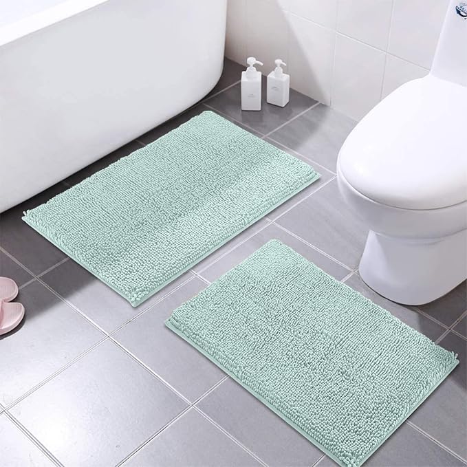MAYSHINE Bathroom Rug Set | Soft Plush Chenille Bath Mats with PVC Non-Slip Backing, Absorbent Washable Quick