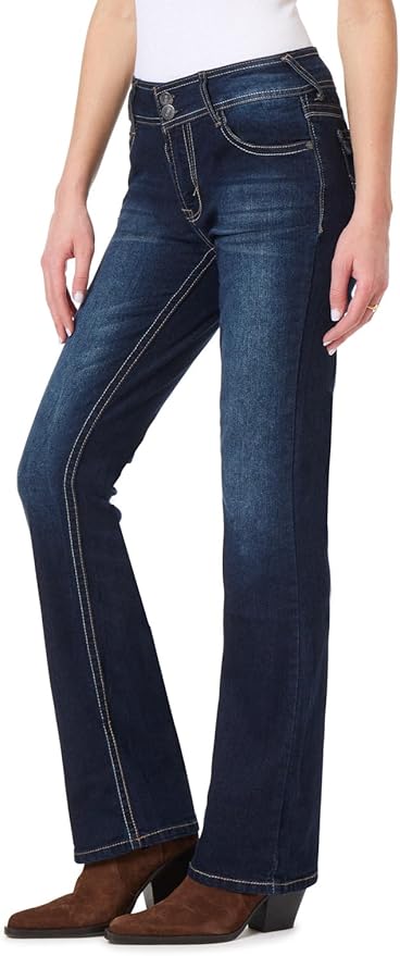 WallFlower Luscious Curvy Bootcut Jeans for Women, Mid-Rise Insta Stretch Denim, Size-Inclusive Juniors Jeans